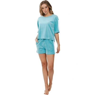 Afbeelding van Dames Shortama Rebelle Tropical Turquoise Velours Maat 36
