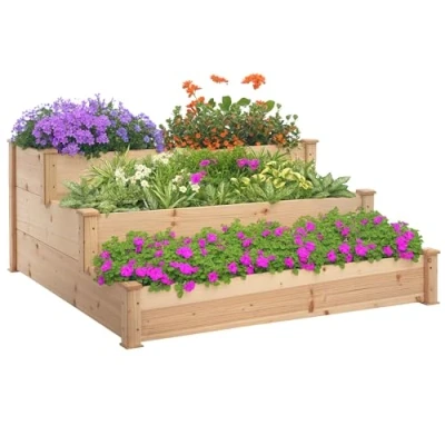 Afbeelding van Outsunny Verhoogd bed met gelaagd ontwerp 845 451