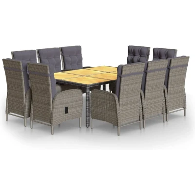 Afbeelding van vidaXL 11 delige Tuinset poly rattan grijs