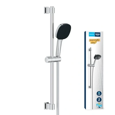 Afbeelding van GROHE Vitalio Comfort 110 douchestangset (waterbesparend, 2 straalsoorten, douchestang 600mm, doucheslang 17500mm), vierkant, chroom, 2639810E