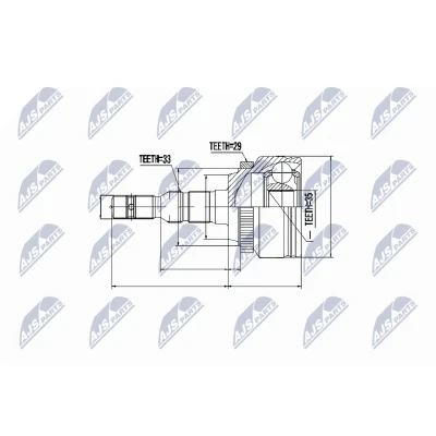 Afbeelding van Homokineet reparatie set, aandrijfas NTY NPZ PL 024