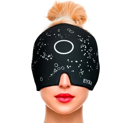 Afbeelding van EYRA Migraine Relief Cap Hoofdpijn Hoed met Ijspak om Pijn Onmiddellijk Te Verzachten Geurloze Ice Head Wrap voor Veilig en Handig Gebruik (zwart)