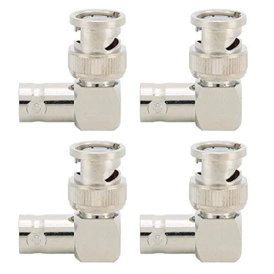 Afbeelding van 50 Ohm Adapter Connector Messing NC Male naar BNC Female Haakse Elleboog Coaxkabel (4 stuks)