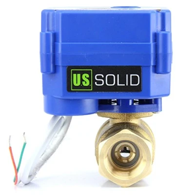 Afbeelding van U.S. Solid 1 inch ventiel gemotoriseerd messing Sphere 2 weg elektrisch 220 V AC, draden, automatische terugstelling NC