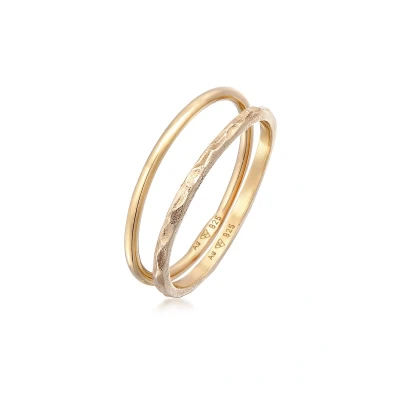 Afbeelding van Elli 2 PACK Stacking Ring goldcoloured, Dames, Maat: 58, Gold coloured