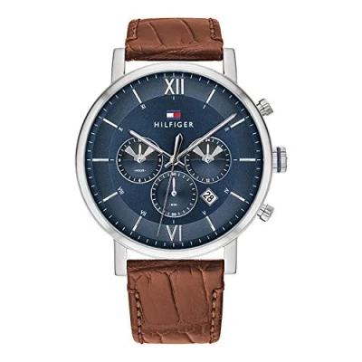 Afbeelding van Tommy Hilfiger Mannen analoog kwarts horloge met lederen kalfsleer riem 1710393