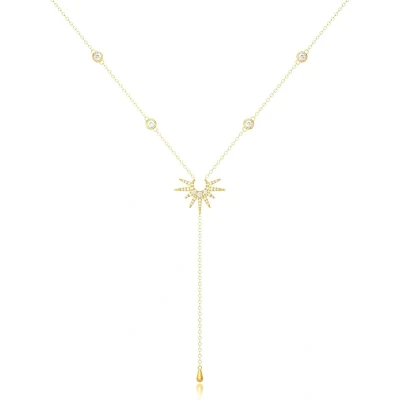 Afbeelding van SENO Goudkleurig Y ketting met zonnehanger dames zomerse gouden halsketting steentjes