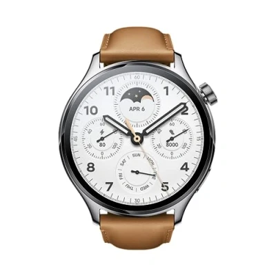 Afbeelding van Xiaomi Watch S1 Pro Zilver (Bruine Leren Band)