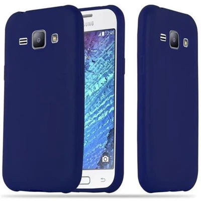 Afbeelding van Cadorabo Hoesje geschikt voor Samsung Galaxy J1 2015 in CANDY DONKER BLAUW Beschermhoes TPU silicone Case Cover