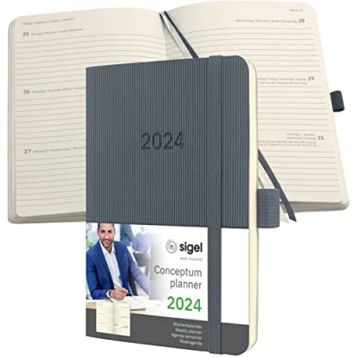 Afbeelding van Weekagenda Conceptum A6 2024 (NL/FR/EN/DU) dark Grey Softcover