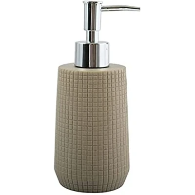 Afbeelding van MSV Zeeppompje/dispenser Squares kunststeen taupe 7 x 18 cm 275 ml Zeeppompjes