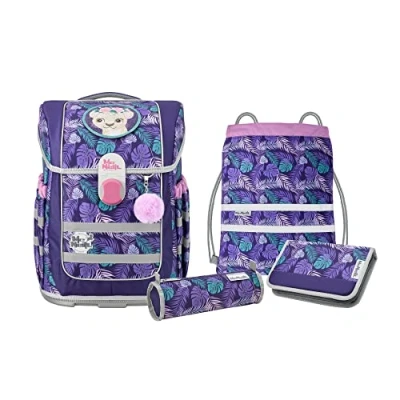 Afbeelding van McNeill Schooltas Ergo Complete Schoolbag Set 5 delig Dschungel Donkerpaars