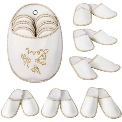 Afbeelding van JEMIDI 6 gasten pantoffels antislip Universele maat paar huissloffen Comfortabel Ophangbaar Slippers voor binnen Licht gekleurd