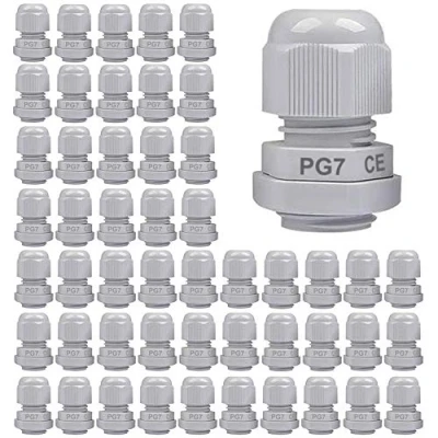 Afbeelding van Gebildet 50pcs Kabelwartel, PG7 Kunststof IP68 Waterdicht Verstelbare 3 6.5mm Kabelwartelverbinding met Pakkingen,M12x1.5 Draadconnector,Draadbeschermer(Wit)
