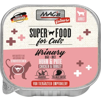 Afbeelding van MAC’s Vetcare Urinary Kattenvoer 70% Kip &amp; Kalkoen 8 x 100g
