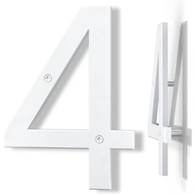 Afbeelding van Yafimea huisnummers wit modern, hoogte 20cm massief ABS plastic drijvend 3D effect anti vervaging corrosiebestendig (4)