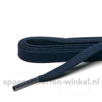 Afbeelding van Schoenveters wax donkerblauw plat 7 mm 150 cm