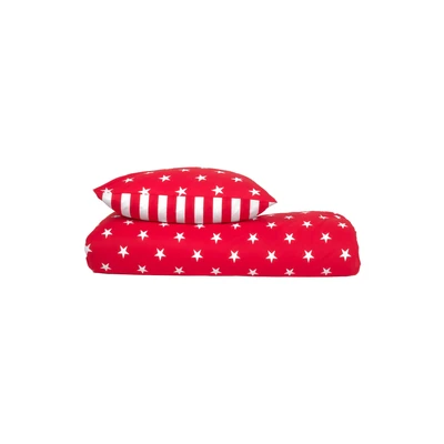 Afbeelding van Schiesser Tweezijdig te gebruiken overtrekset Stars &amp; Stripes aus weicher Baumwolle mit Sternenprint met omkeerbare optiek (2 delig)