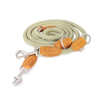 Afbeelding van Rudelkönig Emma riem 2,30m Verstelbare hondenriem voor middelgrote &amp; grote honden Elegante touwkabel in kaki