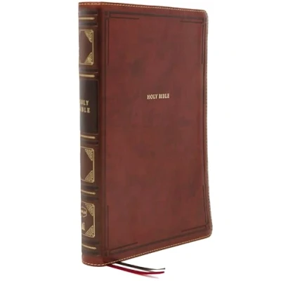 Afbeelding van NKJV, Thinline Bible, Large Print, Leathersoft, Brown, Thumb Indexed, Red Letter, Comfort Print: Holy New King James Version