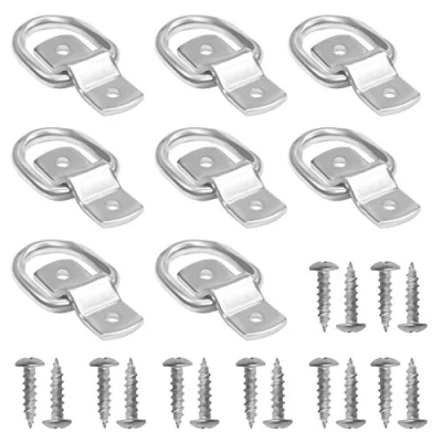 Afbeelding van Belle Vous Ijzeren Kist Klem D ring set met Brackets en Schroeven (8 Pak) 4,6 x 3,8cm Houdt Tot op 400Kg Veiligheids Anker Haak Ringen Voor Boten, Aanhangers, Vracht, Trucks Auto’s