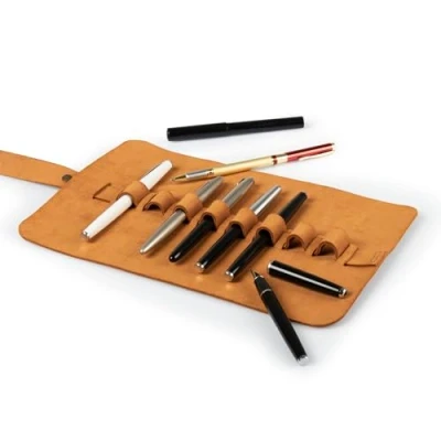 Afbeelding van Londo Lederen Pen en Potlood Roll Case (Camel)