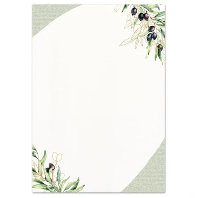 Afbeelding van 20 vellen briefpapier olijftak DIN A4 (210x297 mm), 90 g/m² menu