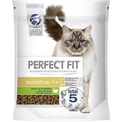 Afbeelding van Sensitive 1+ droogvoer voor volwassenen, gevoelige katten vanaf 1 jaar, rijk aan kalkoen, zonder tarwe en soja, ondersteunt de spijsvertering 750 g