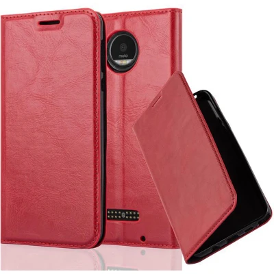 Afbeelding van Cadorabo Hoesje geschikt voor Motorola MOTO Z PLAY in APPEL ROOD Beschermhoes Case magnetische sluiting Cover