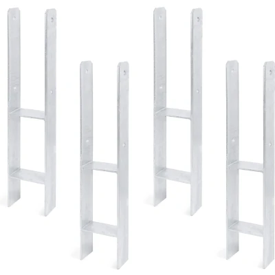 Afbeelding van Alberts 203917 Set van 4 H paaldragers, thermisch verzinkt, lichte breedte 111 mm, totale hoogte 600 materiaaldikte 5 mm