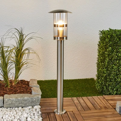 Afbeelding van Lindby Padverlichting, zuillampen 1licht roestvrij staal, polycarbonaat H: 80 cm E27 transparant