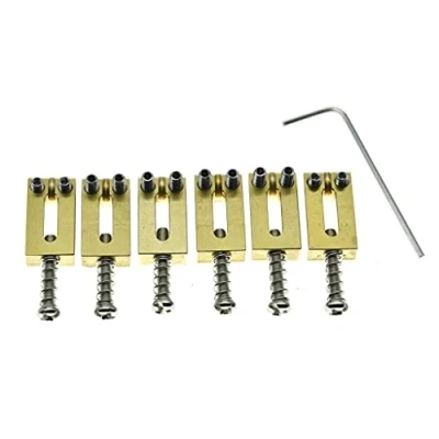 Afbeelding van KAISH Massief Messing Gitaar Brug Zadels Zadel 10.8mm String Afstand met Nikkel Schroeven voor Stratocaster/Telecaster