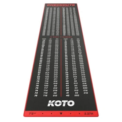 Afbeelding van KOTO Carpet Checkout Rood, 237x60 cm Dartmat, Incl. Score indicatie en Oche, Professionele Dart mat, Bescherming Vloer &amp; Dartbord