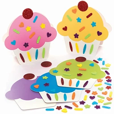 Afbeelding van Baker Ross Regenboog Cupcake kaarten 6 pack, knutselen voor kinderen (FC412)