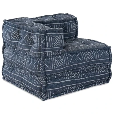 Afbeelding van vidaXL Pouffe Indigo Stof (100% katoen) 70 x 54 cm Modern