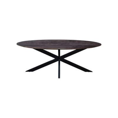 Afbeelding van Giga Meubel Eettafel Ovaal 200cm Mangohout &amp; Metaal X Poot