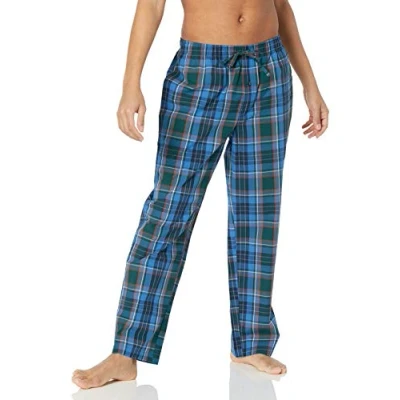 Afbeelding van Amazon Essentials Men&#039;s Geweven pyjamabroek met rechte pasvorm, Blauw Groen Grote ruiten, XXL