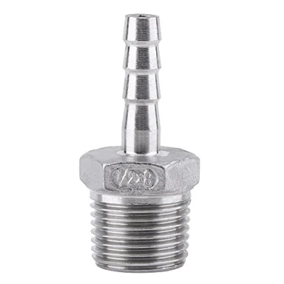 Afbeelding van Roestvrijstalen Slangpilaar, Roestvrij Staal SS304 Buitendraad Pijpfitting Barb Slangtuleconnector BSP 1/8 &quot; 3/4&quot;(1/2 * 8mm)