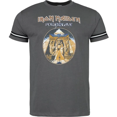 Afbeelding van Iron Maiden Powerslave T shirt grijs XL Katoen Heren Band merch, Bands
