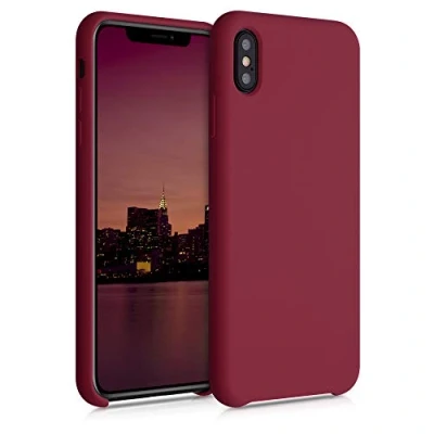 Afbeelding van kwmobile telefoonhoesje geschikt voor Apple iPhone XS Max Hoesje met siliconen coating Smartphone case in rabarber rood