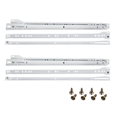 Afbeelding van HELPMATE Rolgeleiding, 450 mm, 2 paar, set van 4, rails, ladegeleider, railsysteem, lade, gedeeltelijk uittrekbaar, wit, incl. bevestigingsmateriaal
