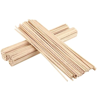 Afbeelding van SINJEUN 300 stuks vierkante houtstokken, houten deuvelstaven, balsahoutstokken voor houtsnijwerk, modelbouw en doe het zelf handwerk (305 x 3 mm)