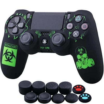 Afbeelding van YoRHa Laser Carving Siliconen Cover Skin Case voor Sony PS4/slim/Pro Dualshock 4 Controller x 1 (BH) met duimgrepen 10