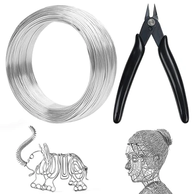 Afbeelding van Belle Vous 18 Gauge Scultuur Aluminium Hobby Draad met Tang 100m 1mm Zilver Voor Kralenrijgen, Sieraden Maken, Kunst en Knutsel, DIY Bonsai Decoratie