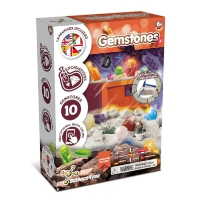 Afbeelding van Science4you Gemstone Dig Kit Leer over edelstenen &amp; archeologie met deze opgravingsset, ontdek alle ongelooflijke mineralen, een archeologiecadeau voor jongens en meisjes van 6 7 8 9+ jaar