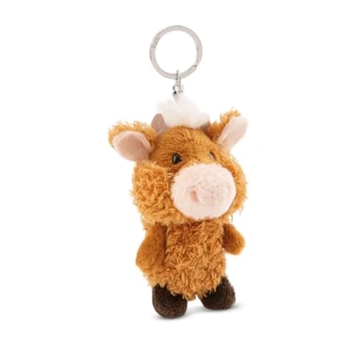 Afbeelding van Sleutelhanger Hooglandrund McMooray 10 cm bruin Metgezel knuffeldierhanger met sleutelring Sleutelhouder voor sleutelkoord, tas, rugzak en meer