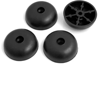 Afbeelding van Design61 Set van 4 kunststof meubelglijders meubelonderzetters sofa stoel om te schroeven Ø 45 x H 16 mm zwart
