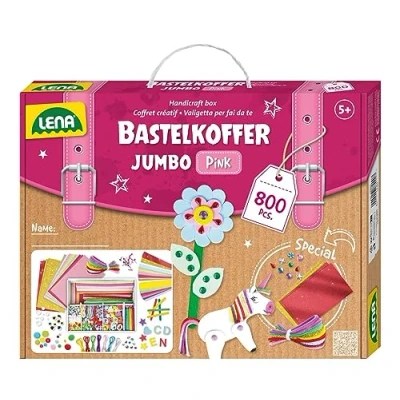 Afbeelding van Lena Creatief Knutselkoffer Jumbo Roze 800 Onderdelen