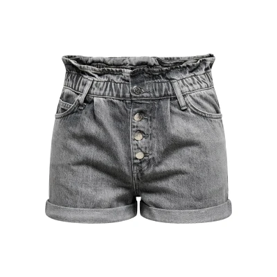 Afbeelding van ONLY Onlcuba LIFE Paperbag DNM NOOS Jeansshort, Dames, Maat: Large, Grey denim