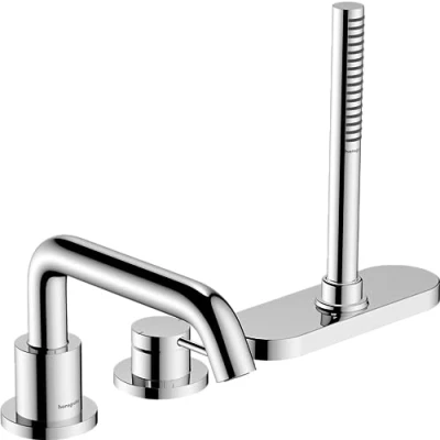 Afbeelding van Hansgrohe hg 3 hole bath mixer tecturis s finish set rim mounted chrome 73447000